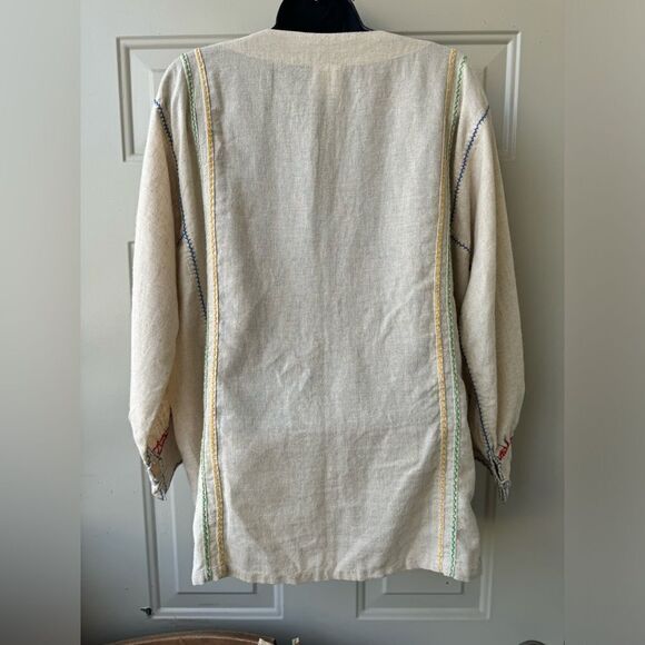 Sister Mary Gloria Tunic Top Rainbow Floral Embroidery Linen Size Medium - Picture 6 of 14